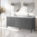 Meuble-lavabo Vanity Art 72 à double vasque avec plateau en marbre reconstitué
