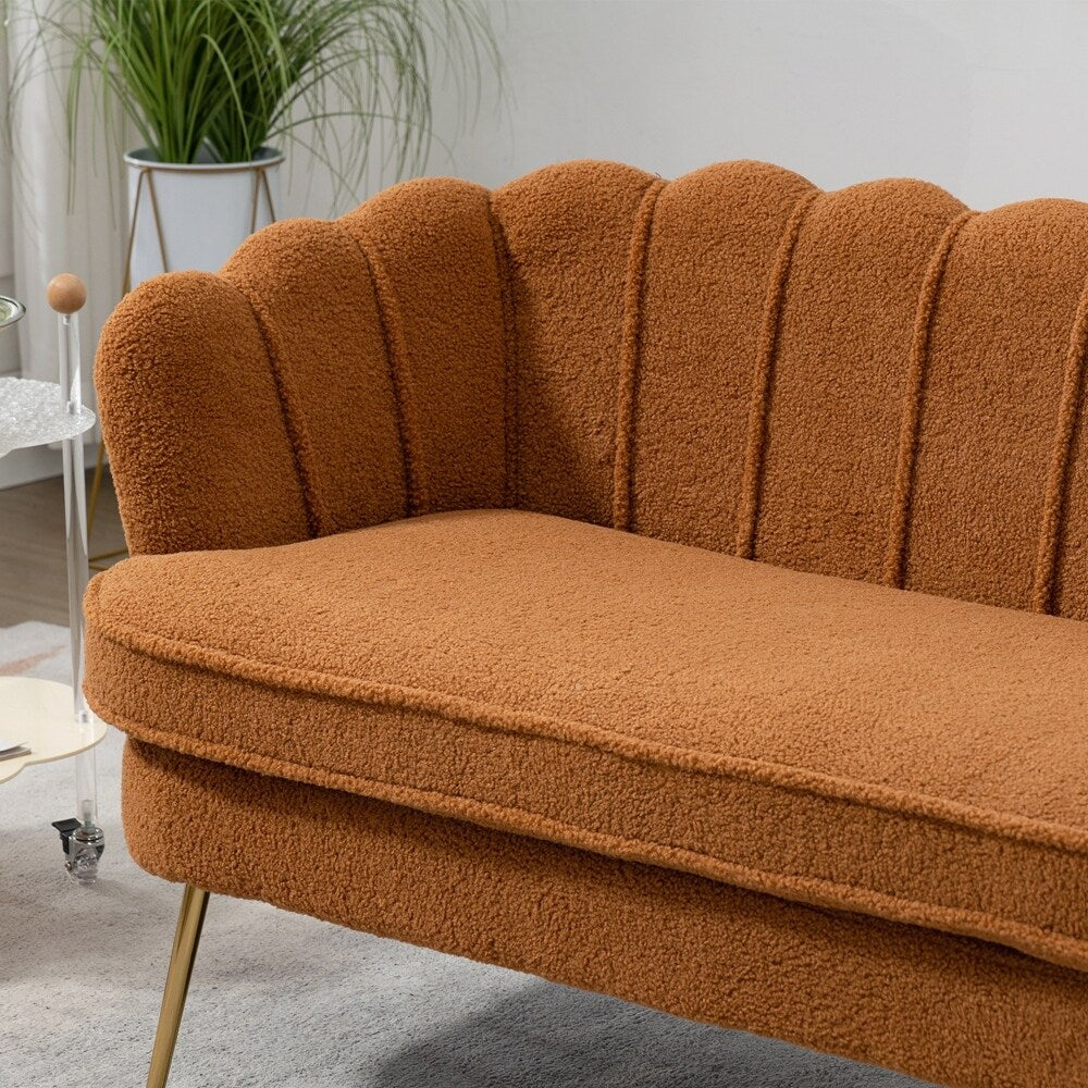 Small Mini Room Couch Two-Seater Sofa with Gold Metal Leg - 2 Seat