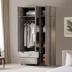 Armoire à miroirs à 3 portes avec 2 tiroirs et placard supérieur