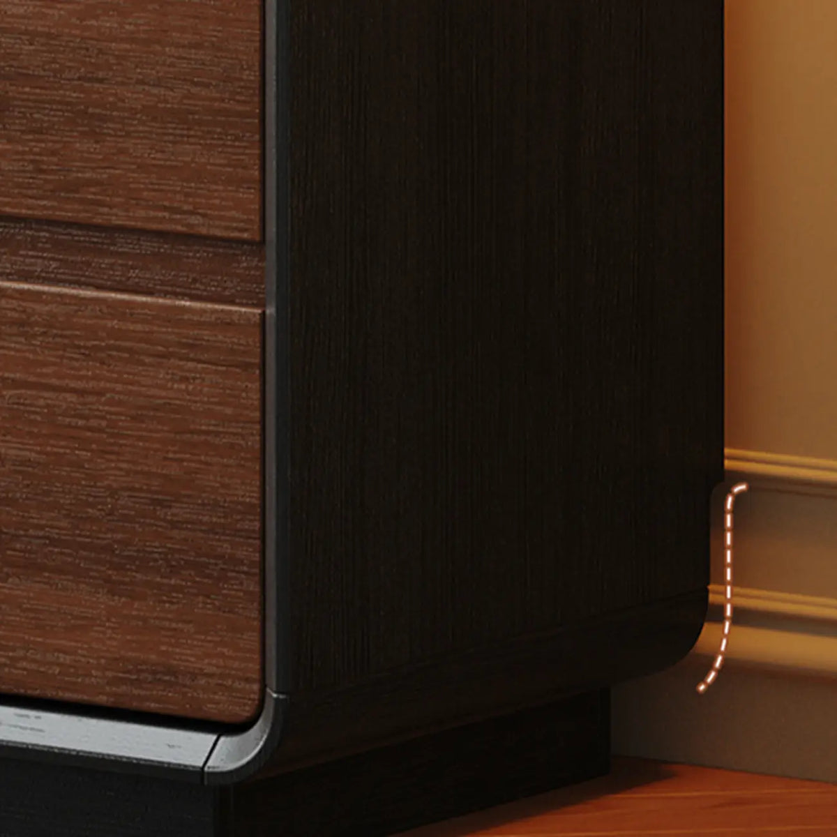 Commode en bois inspirée de l’Art déco avec motifs géométriques sculptés