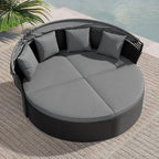 Set da conversazione da esterno Nuon da 4/5 pezzi, set con divano letto in vimini e baldacchino, di Havenside Home