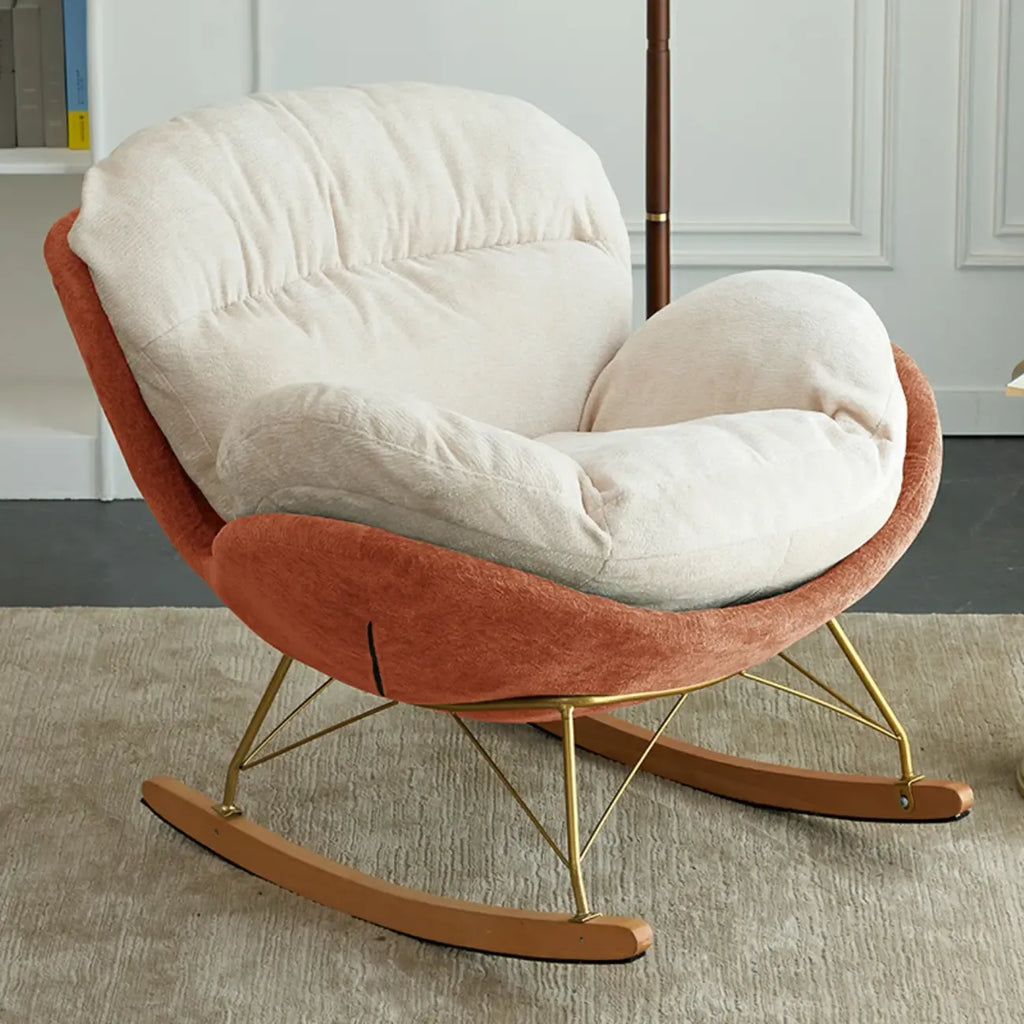 Sedia a dondolo moderna ed ergonomica rivestita in velluto per cameretta