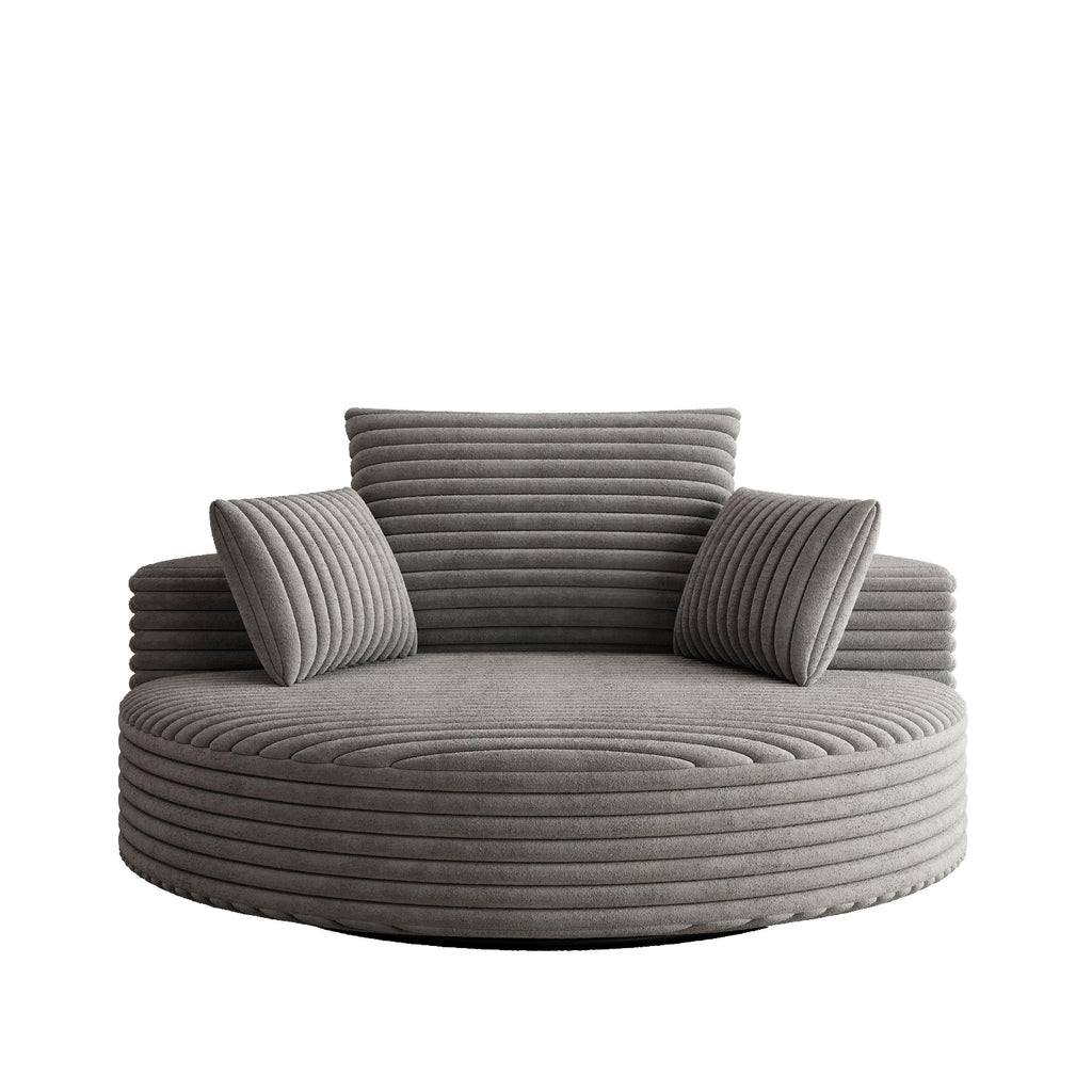 Fauteuil pivotant individuel en mousse et chenille côtelée