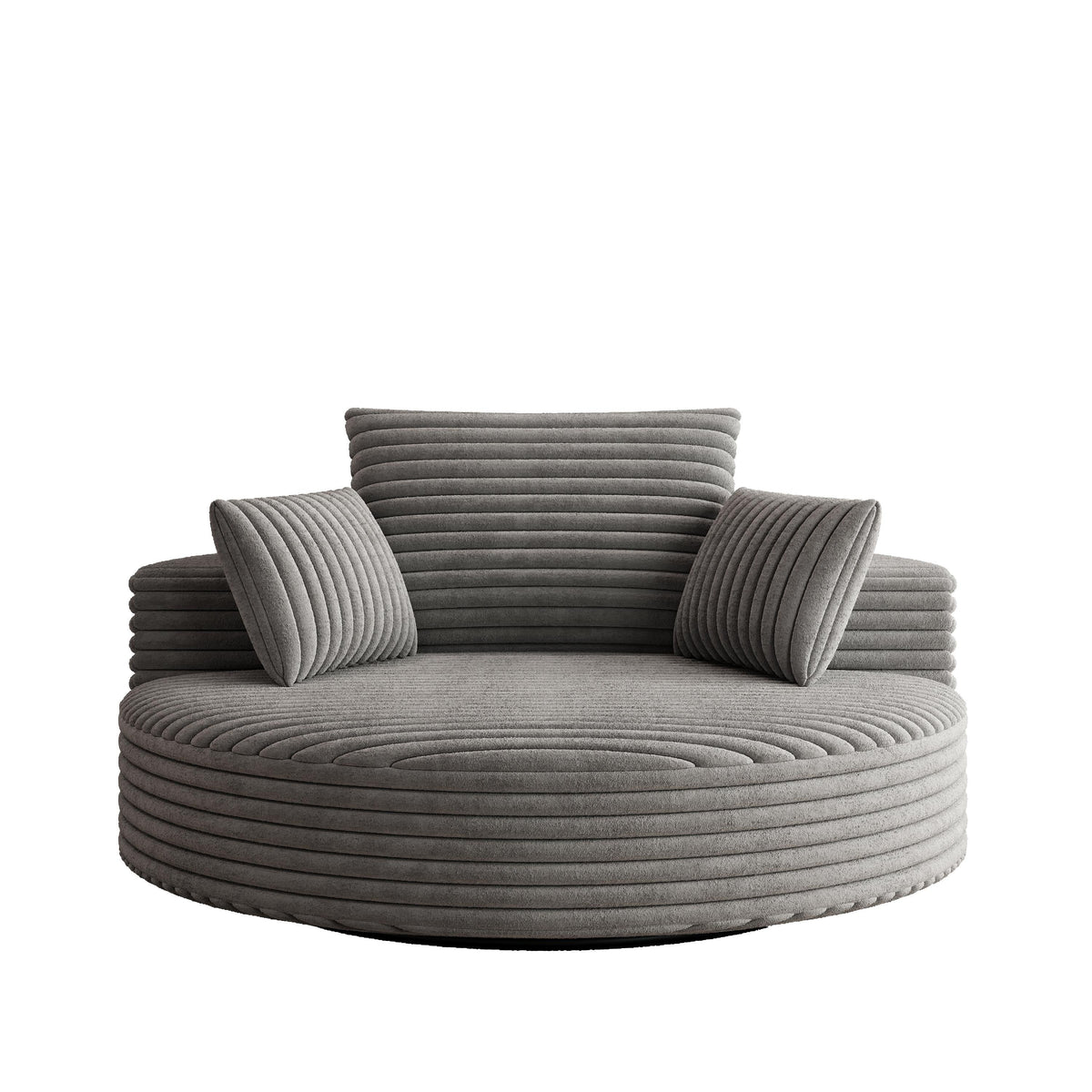 Fauteuil pivotant individuel en mousse et chenille côtelée