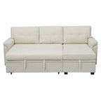 Divano componibile reversibile trasformabile con letto estraibile, chaise longue con contenitore nascosto e gambe resistenti