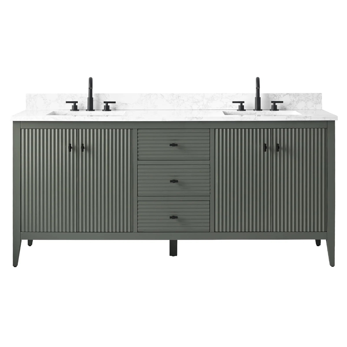 Meuble-lavabo Vanity Art 72 à double vasque avec plateau en marbre reconstitué