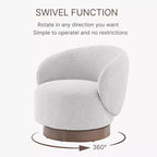 Fauteuil tonneau pivotant rembourré d’appoint Spruce&Spring avec base en bois