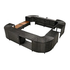 Ensemble de canapé d’angle d’extérieur en rotin, cadre quadrilatéral pour spa