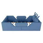 Letto a piattaforma singolo Whisen, struttura imbottita per letto a terra per bambini con cuscino a forma di coniglio e sponde laterali rimovibili