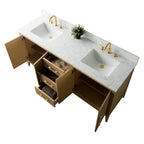 Meuble-lavabo Vanity Art 72 à double vasque avec plateau en marbre reconstitué