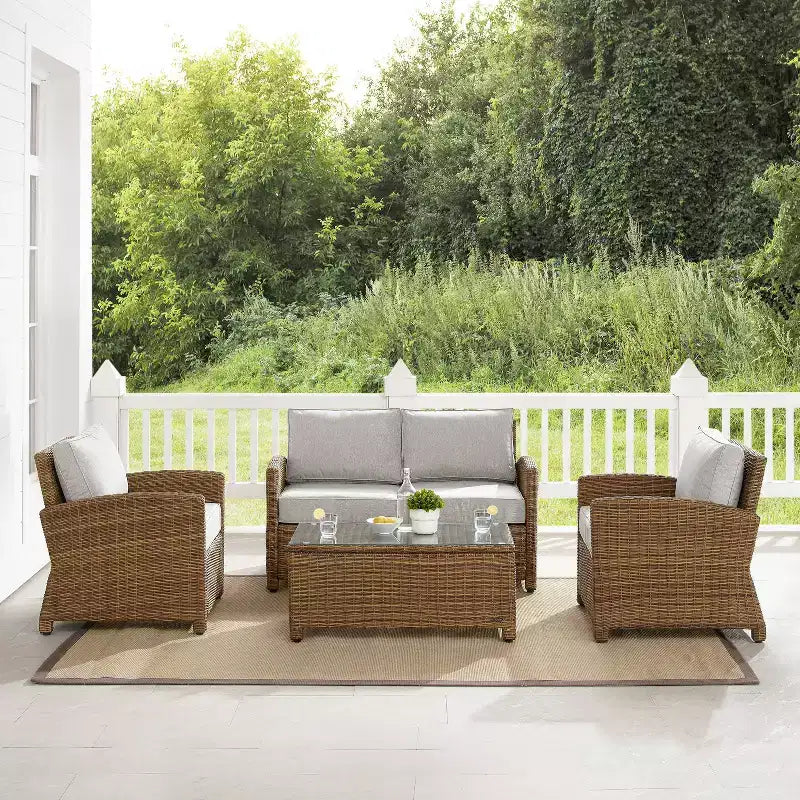 Bradenton 4-delige loungeset van wicker voor buiten - Crosley