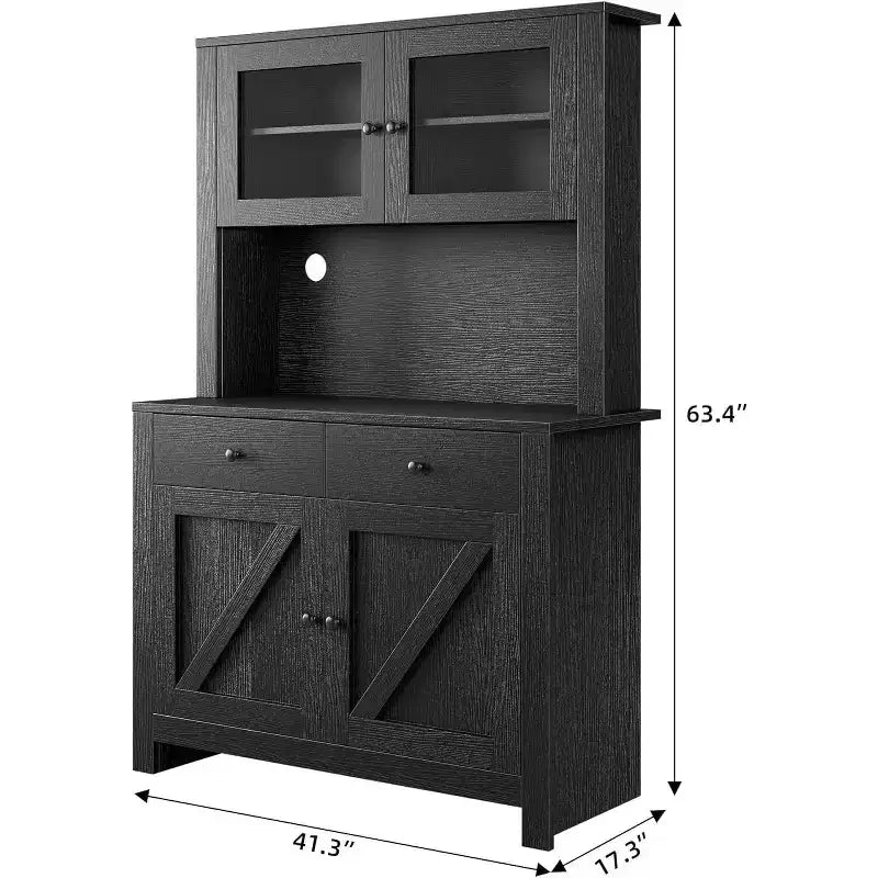 Dispensa da cucina con supporto per microonde, credenza a giorno con buffet e ripiani regolabili, per cucina e sala da pranzo