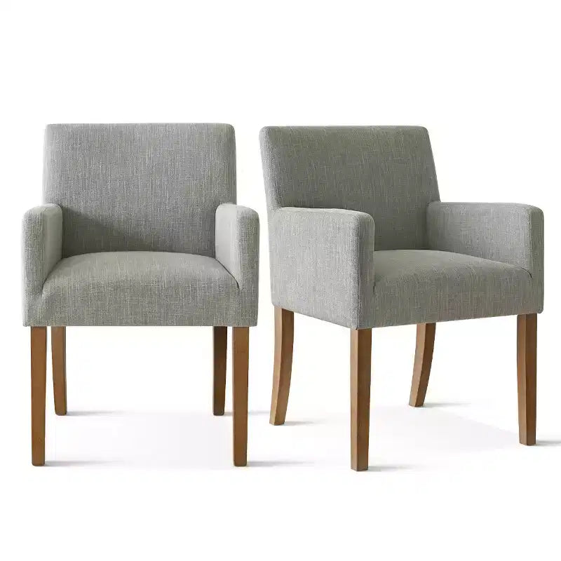 Ensemble de 6 chaises de salle à manger rembourrées avec accoudoirs, fauteuils modernes en lin avec pieds en bois, chaises d’appoint pour salle à manger et salon - Panipeachy