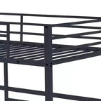 Letto rialzato singolo in metallo con sponde di sicurezza e scala piatta