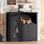 Meuble de cuisine pour micro-ondes avec rangement, 3 portes, 1 tiroir et étagères réglables, meuble de rangement garde-manger
