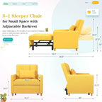 Poltrona divano letto 3 in 1 AECOJOY con cuscino e schienale convertibile