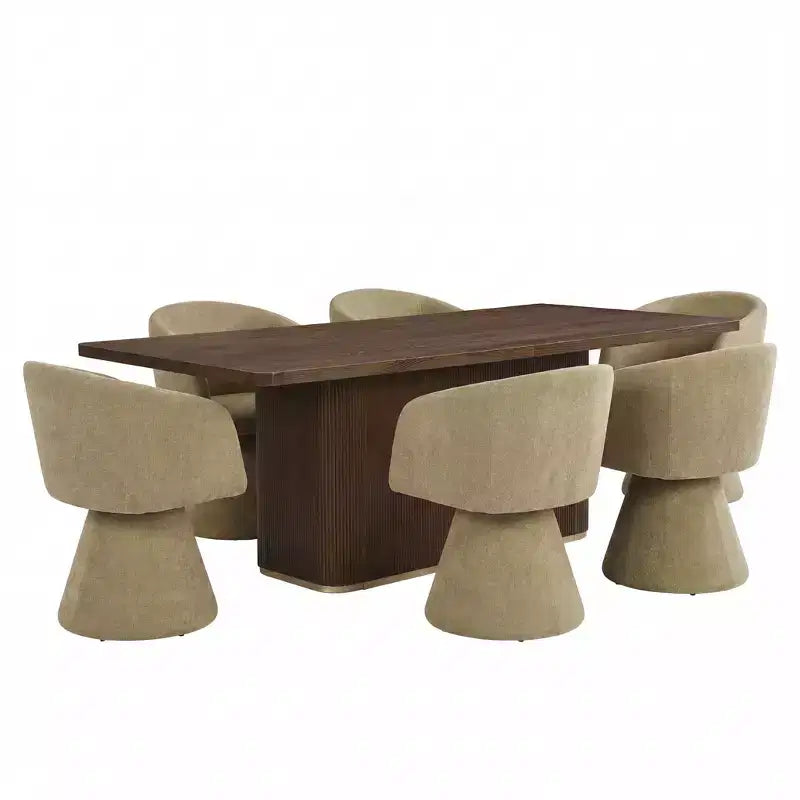 Ensemble de salle à manger moderne de 7 pièces en bois et métal Yodsak de Christopher Knight Home avec chaises pivotantes à 180°