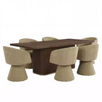 Ensemble de salle à manger moderne de 7 pièces en bois et métal Yodsak de Christopher Knight Home avec chaises pivotantes à 180°