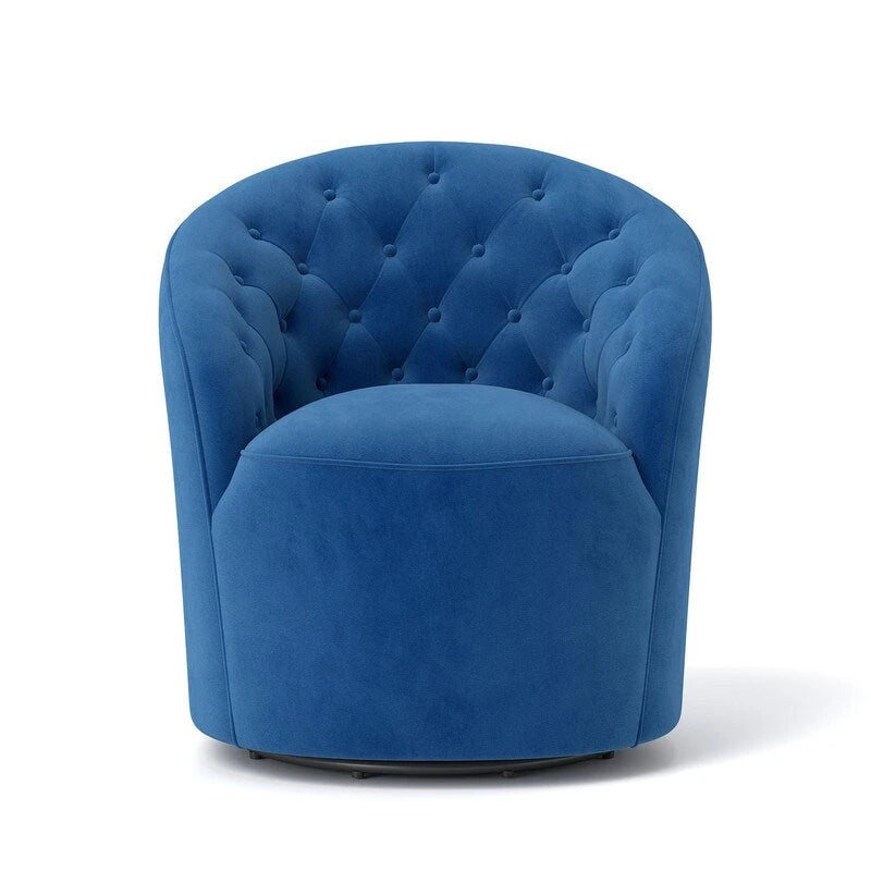 Lot de 2 fauteuils tonneau modernes SEYNAR en velours rembourré, pivotants à 360 degrés, avec dossier capitonné à boutons