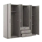6-Door Wooden Wardrobe with Drawers for Bedroom