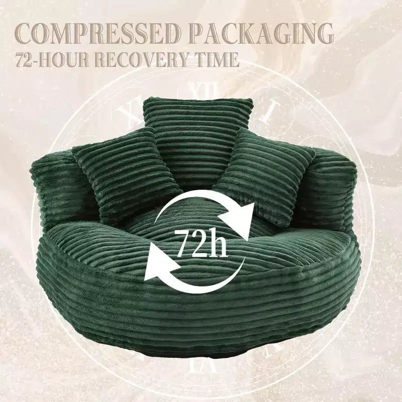 Sitzsack-Sofa für Erwachsene und Kinder, übergroßer Cord-Sitzsack mit 3 Kissen und Armlehne für Wohnzimmer oder Schlafzimmer