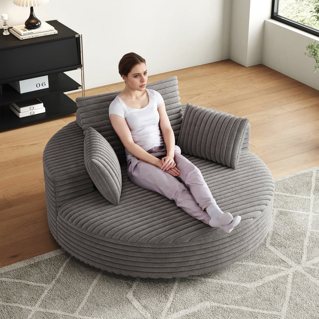 Fauteuil pivotant individuel en mousse et chenille côtelée
