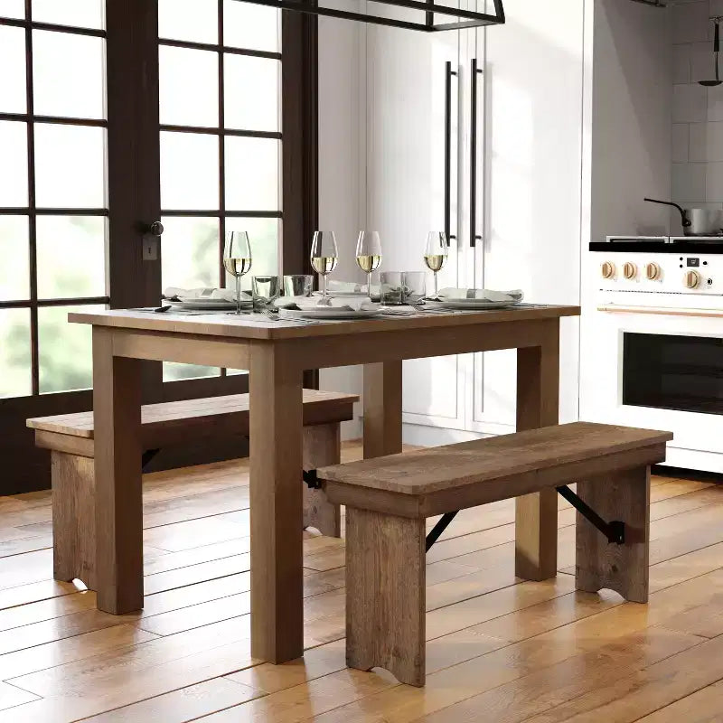 Mesa de jantar retangular Flash Furniture, 46 x 30, em pinho maciço