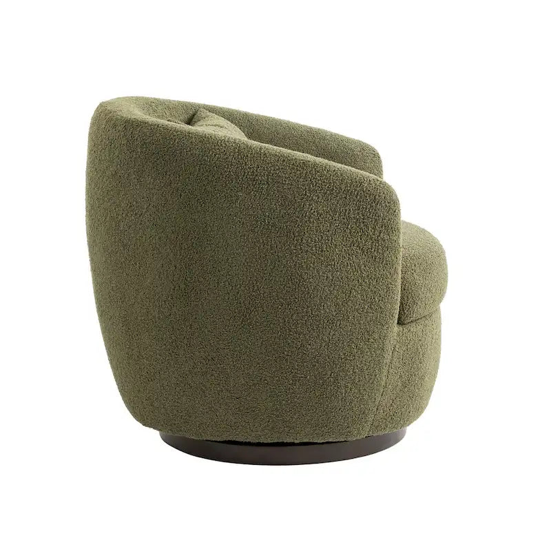 Fauteuil tonneau pivotant rembourré avec rangement, chaise d’appoint moderne pour salon, chambre, bureau ou coin lecture