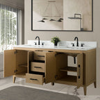Meuble-lavabo Vanity Art 72 à double vasque avec plateau en marbre reconstitué