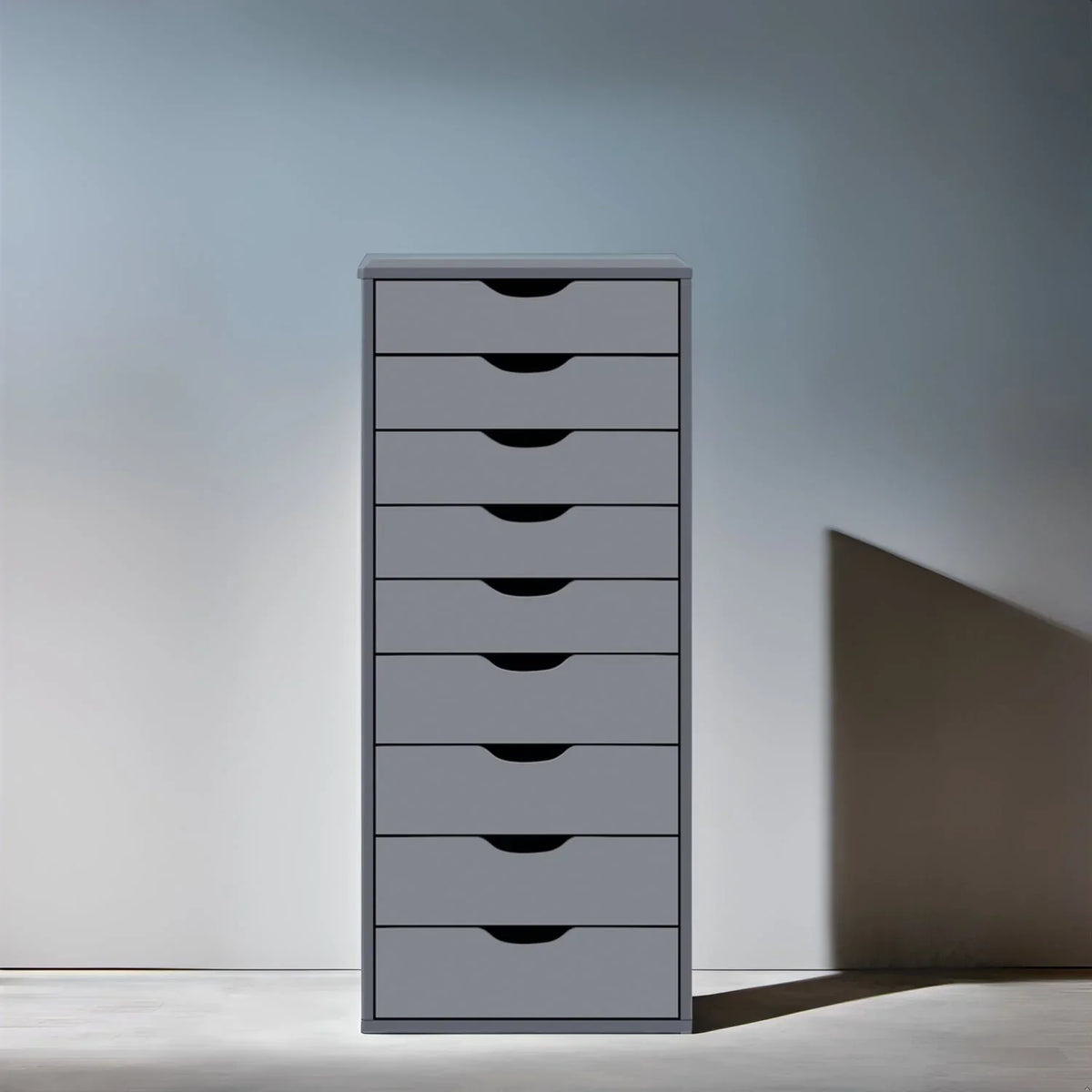 Meuble étroit en bois à 9 tiroirs avec tiroirs à coulissement fluide et étagère de rangement supérieure