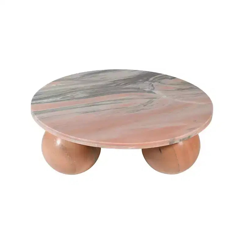 Table basse ronde en marbre avec pieds sphériques, multicolore, 4 places ??