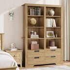 72 Tall Bookcase with 4 Drawers, Farmhouse Freestanding Storage Bookshelf for Bedroom, Living Room, Home Office