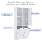 Meuble de rangement de salle de bains avec portes et tiroirs, panier à linge basculant, multiples espaces de rangement, style autoportant