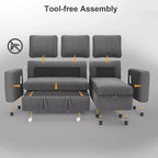 Dyonery 81-Sitzer-Schlafsofa, L-förmiges Ausziehsofa mit wendbarer Recamiere mit Stauraum, USB-Anschluss und verstellbarer Rückenlehne