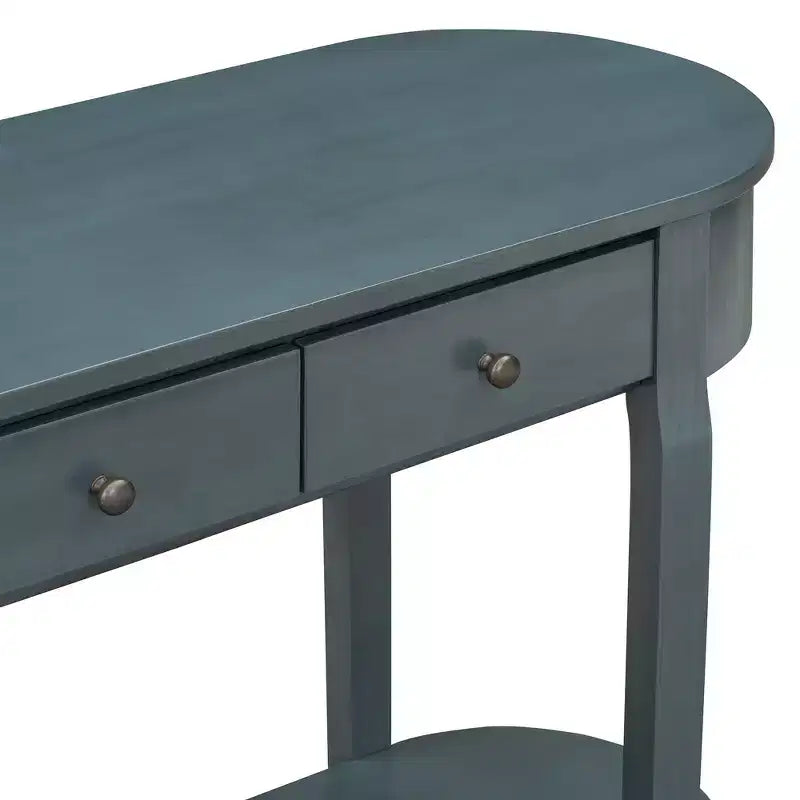 Table console rustique Whisen, table d’entrée et table d’appoint avec façade de tiroir cannelée