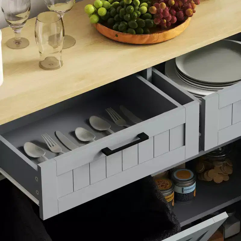 Mobile HOMCOM copri pattumiera con apertura a ribalta e cassetti, mobile da cucina in stile rustico con pattumiera nascosta per cucina