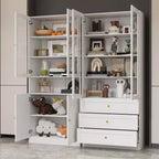 Famapy Combo Glass Doors Display Cabinet Bookshelf Organizer Pantry