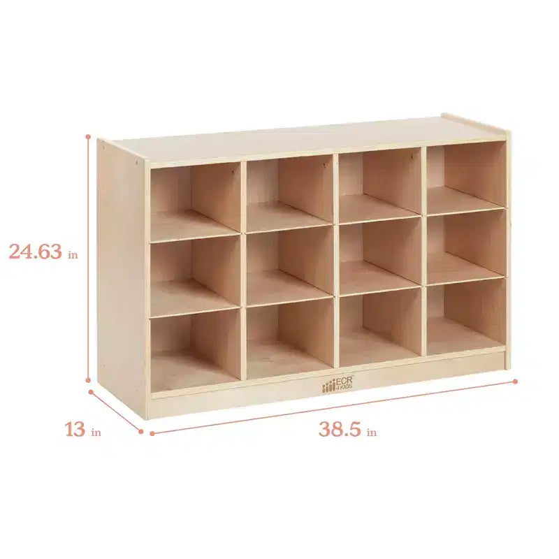 Mobiletto mobile con vassoi e 15 contenitori frontali a vaschetta, 3x4, arredo per bambini
