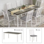 Ensemble de table à manger extensible de style champêtre pour 6 personnes, table rectangulaire et 6 chaises rembourrées