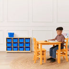 Mobiletto mobile con vassoi e 15 contenitori frontali a vaschetta, 3x4, arredo per bambini
