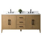 Meuble-lavabo Vanity Art 72 à double vasque avec plateau en marbre reconstitué