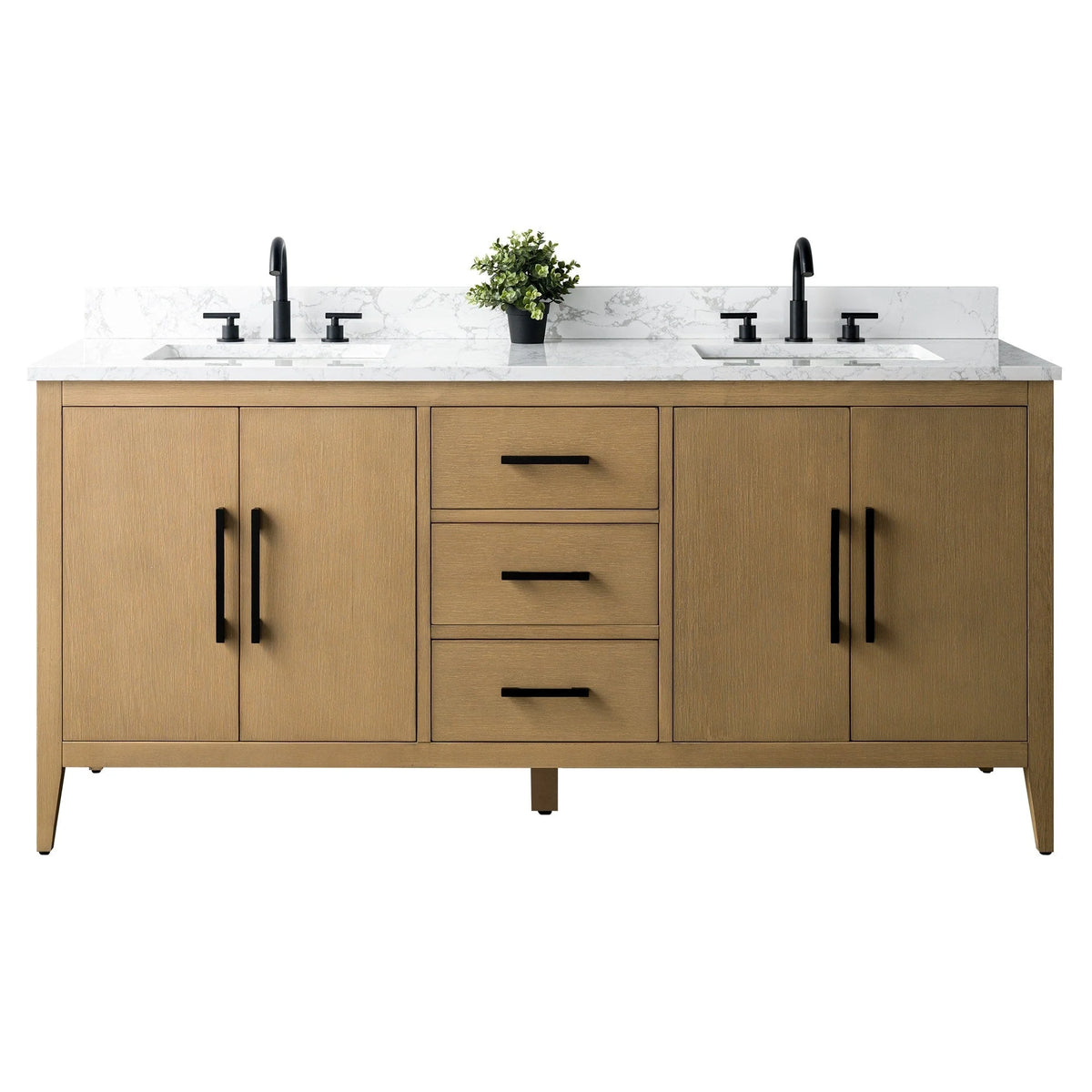 Meuble-lavabo Vanity Art 72 à double vasque avec plateau en marbre reconstitué