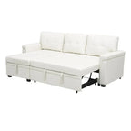 Divano componibile reversibile trasformabile con letto estraibile, chaise longue con contenitore nascosto e gambe resistenti
