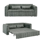 Velvet Upholstered Modern Convertible Sleeper Lounge Sofa Bed with Rolled Arms Decorated with Copper Nails