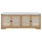 Whisen Rustic Wood Storage Bench, Entryway Shoe Bench with Removable Cushion, Adjustable Shelves