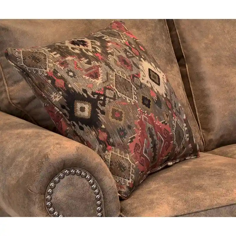 Divano letto Rancho in tessuto effetto pelle scamosciata marrone rustico - 37 x 86 x 40