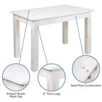 Mesa de jantar retangular Flash Furniture, 46 x 30, em pinho maciço