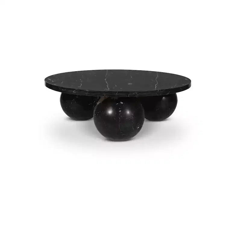 Table basse ronde en marbre avec pieds sphériques, multicolore, 4 places ??