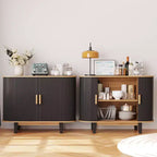 Credenza a doghe da 40", mobile contenitore con anta scorrevole e ripiano regolabile, credenza moderna, tavolo consolle da bar a tamburo