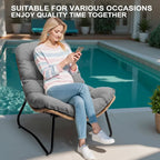 Fauteuils papasan d’extérieur avec coussin, en rotin PE, confortables pour la terrasse avec table d’appoint